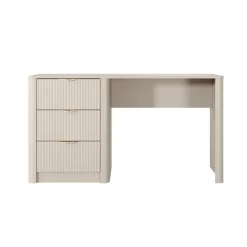 Scrivania 140x55cm 3 cassetti beige cannettato Ramis