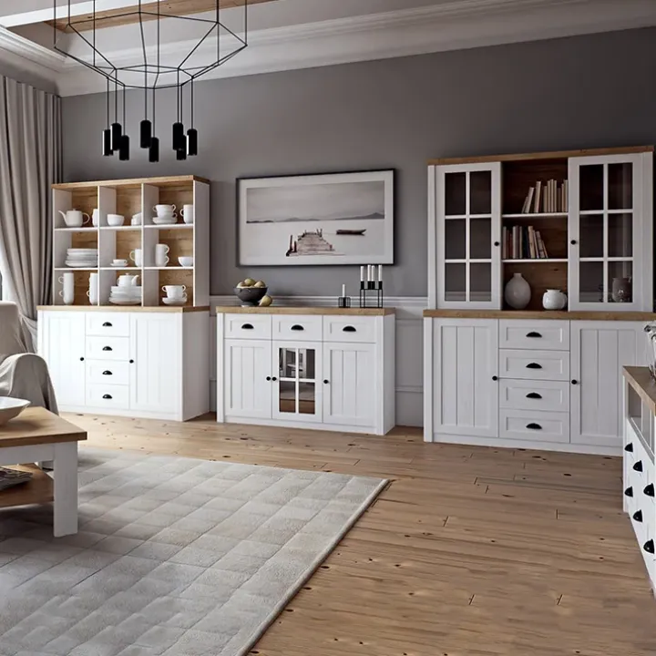 Scrivania 160x76cm 4 cassetti bianco frassinato rovere Provenza