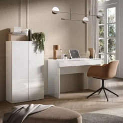 Scrivania 110x50cm 1 cassetto bianco lucido Jobby