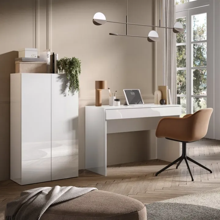 Scrivania 110x50cm 1 cassetto bianco lucido Jobby