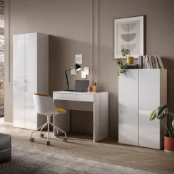 Scrivania 78x50cm 1 cassetto bianco lucido Jobby