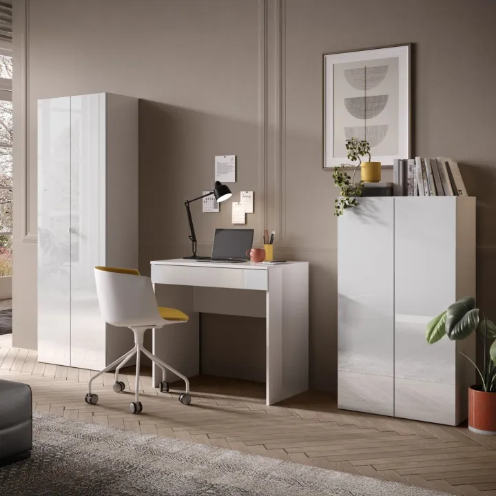 Scrivania 78x50cm 1 cassetto bianco lucido Jobby