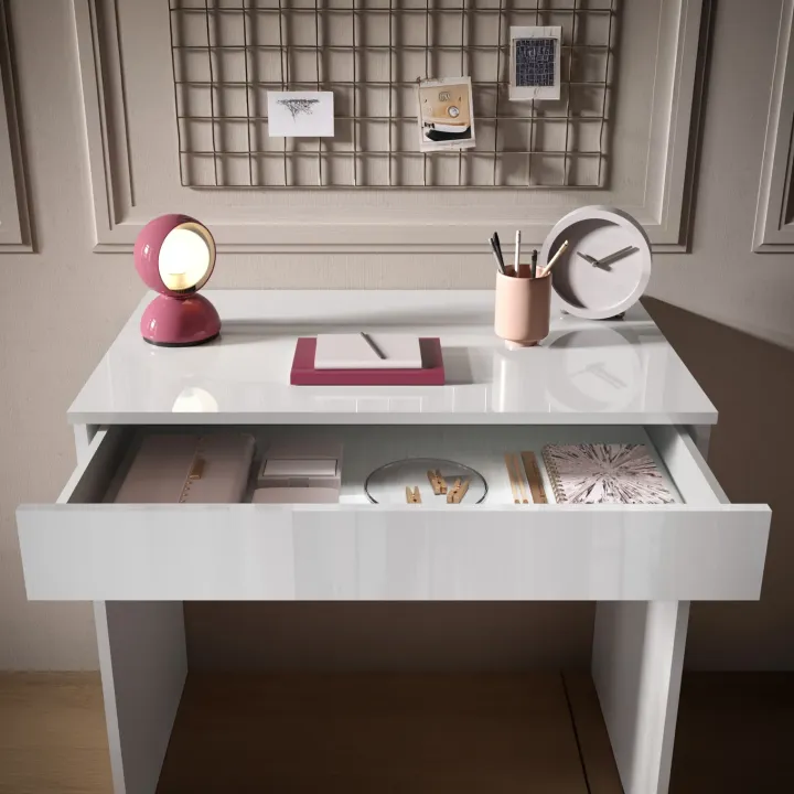 Scrivania 78x50cm 1 cassetto bianco lucido Jobby