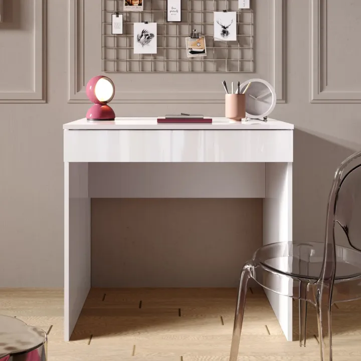 Scrivania 78x50cm 1 cassetto bianco lucido Jobby