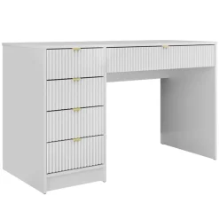 Scrivania 120x55cm con 5 cassetti cannettata bianco Athena