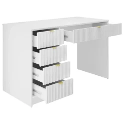 Scrivania 120x55cm con 5 cassetti cannettata bianco Athena