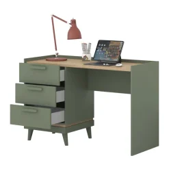 Scrivania 120x50cm con 3 cassetti verde salvia Yu