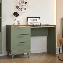Scrivania 120x50cm con 3 cassetti verde salvia Yu