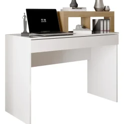 Scrivania 138x50cm con libreria e 1 cassetto bianco lucido rovere Invictus