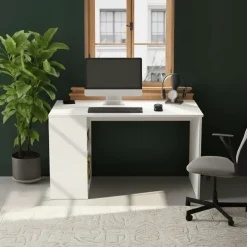 Scrivania 120x60cm con 2 vani a vista bianco opaco Porto
