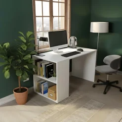 Scrivania 120x60cm con 2 vani a vista bianco opaco Porto