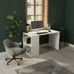 Scrivania 120x60cm con 2 vani a vista bianco opaco Porto