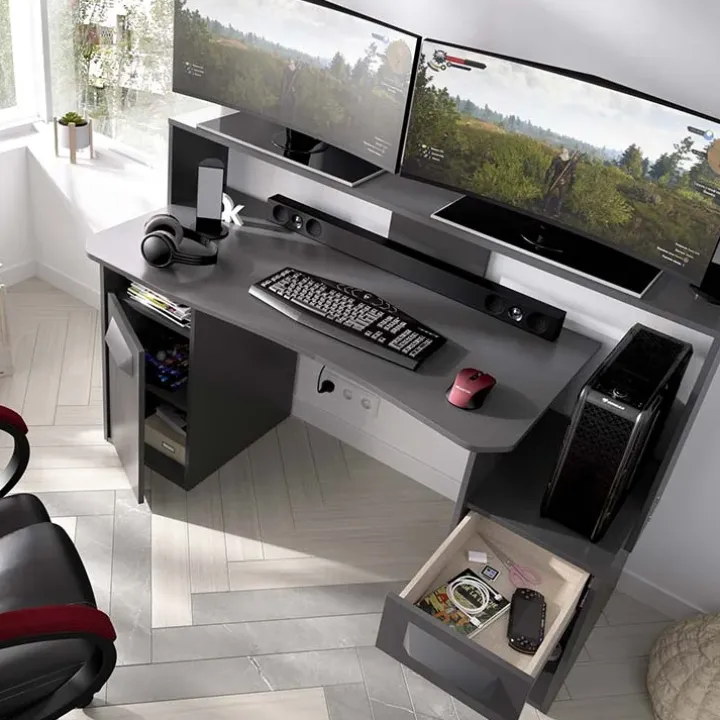 Scrivania 154x69cm gaming salvaspazio moderna grafite Seneca