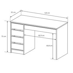 Scrivania 120x55cm moderna bianco opaco Eliana Gihome®