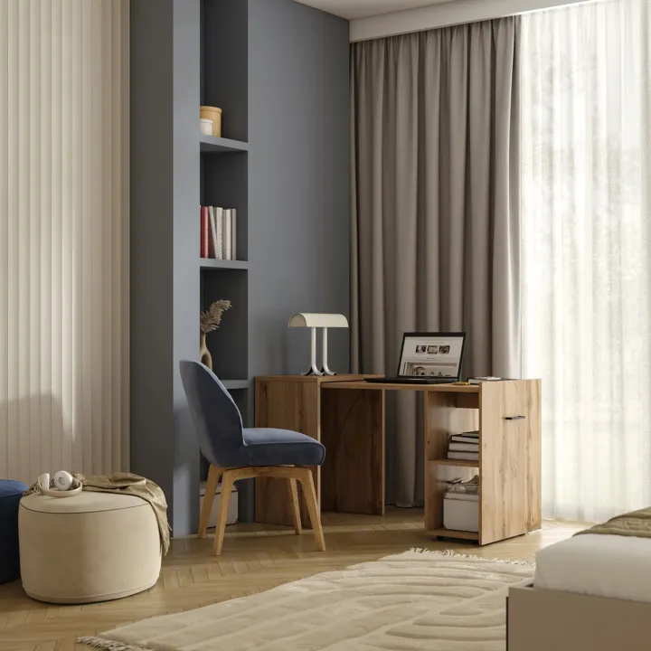 Scrivania 132x60cm moderna salvaspazio richiudibile quercia Rocky