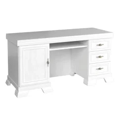 Scrivania 148x60cm shabby 3 cassetti bianco frassinato Kelly