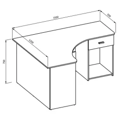 Scrivania 155x125cm ufficio angolare salvaspazio bianco William