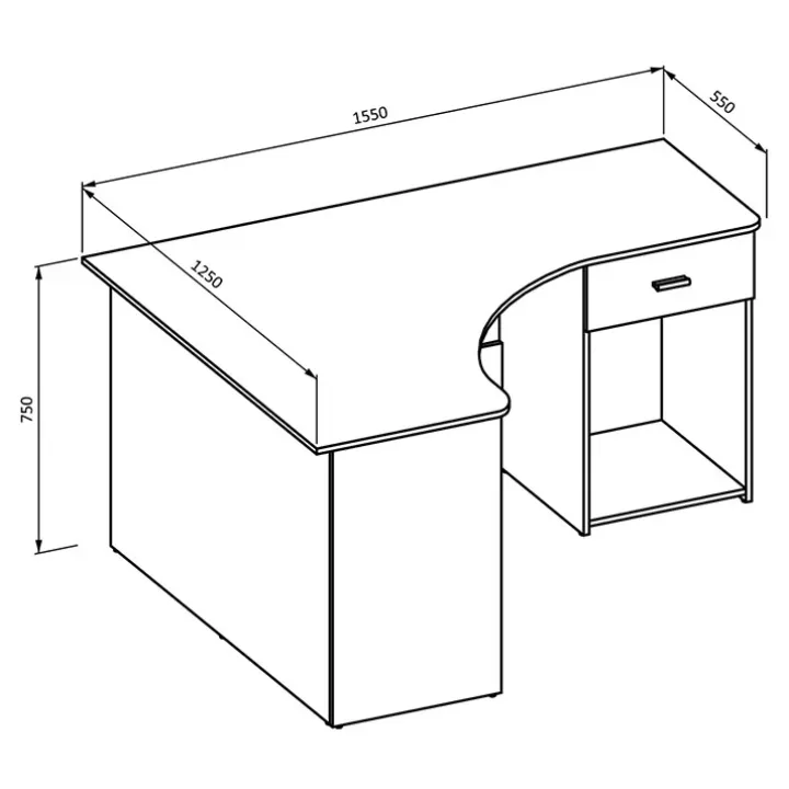 Scrivania 155x125cm ufficio angolare salvaspazio bianco William