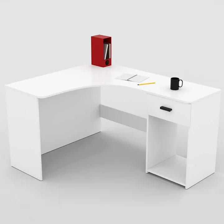 Scrivania 155x125cm ufficio angolare salvaspazio bianco William