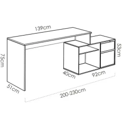 Scrivania 139x92cm ufficio angolare moderna bianco opaco Teddy