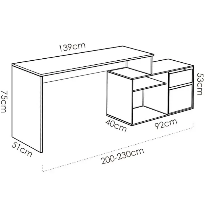 Scrivania 139x92cm ufficio angolare moderna bianco opaco Teddy