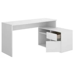 Scrivania 139x92cm ufficio angolare moderna bianco opaco Teddy