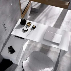 Scrivania 139x92cm ufficio angolare moderna bianco opaco Teddy