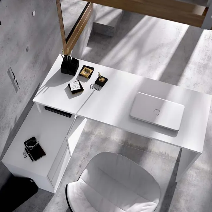 Scrivania 139x92cm ufficio angolare moderna bianco opaco Teddy