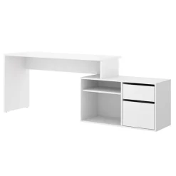 Scrivania 139x92cm ufficio angolare moderna bianco opaco Teddy