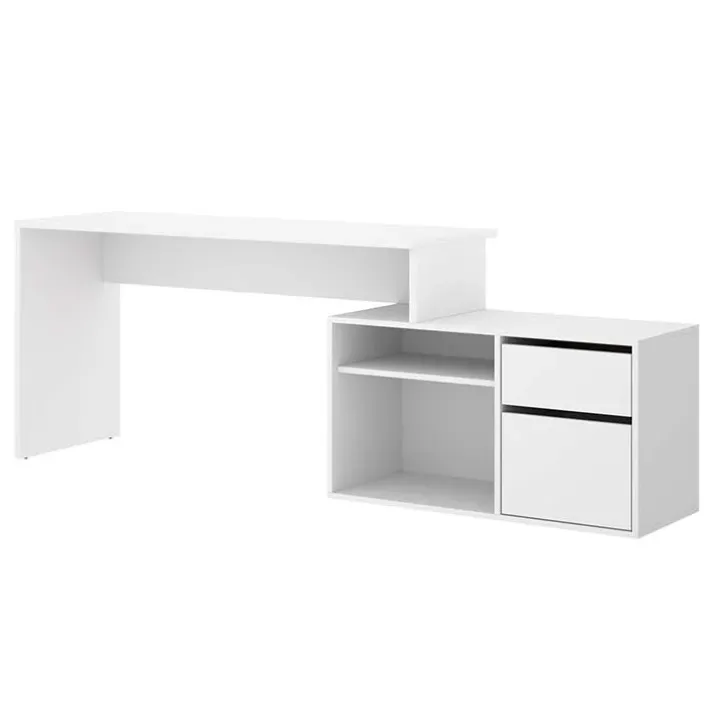 Scrivania 139x92cm ufficio angolare moderna bianco opaco Teddy