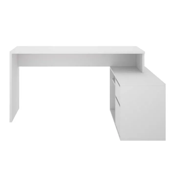 Scrivania 139x92cm ufficio angolare moderna bianco opaco Teddy