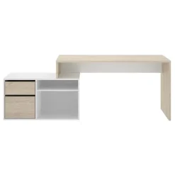 Scrivania 139x92cm ufficio angolare bianco rovere Teddy