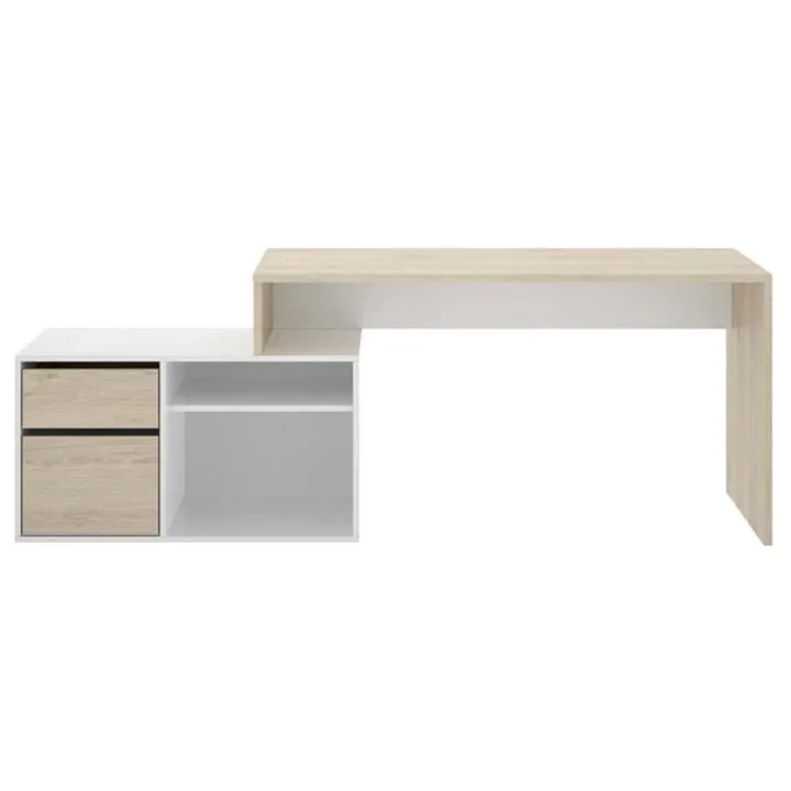 Scrivania 139x92cm ufficio angolare bianco rovere Teddy