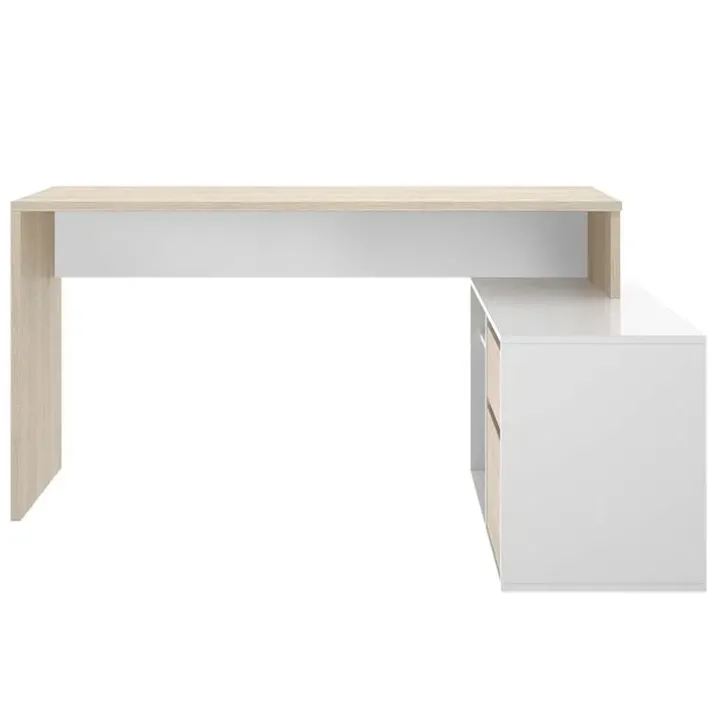 Scrivania 139x92cm ufficio angolare bianco rovere Teddy