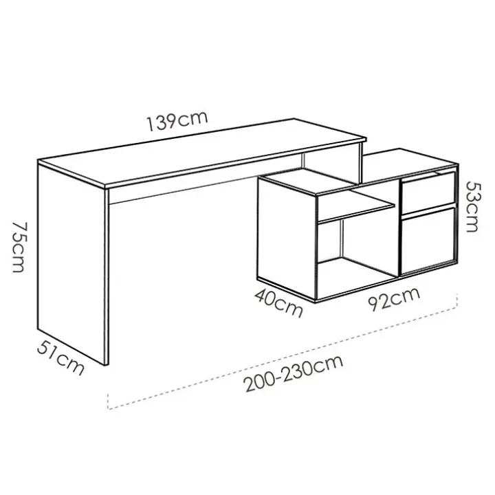 Scrivania 139x92cm ufficio angolare bianco rovere Teddy