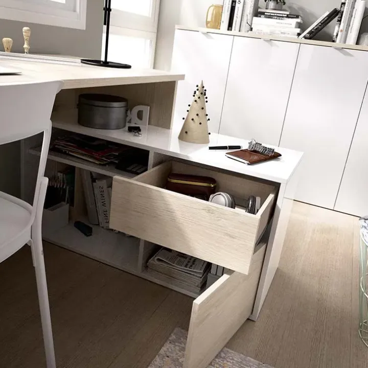 Scrivania 139x92cm ufficio angolare bianco rovere Teddy