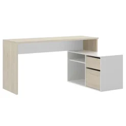 Scrivania 139x92cm ufficio angolare bianco rovere Teddy