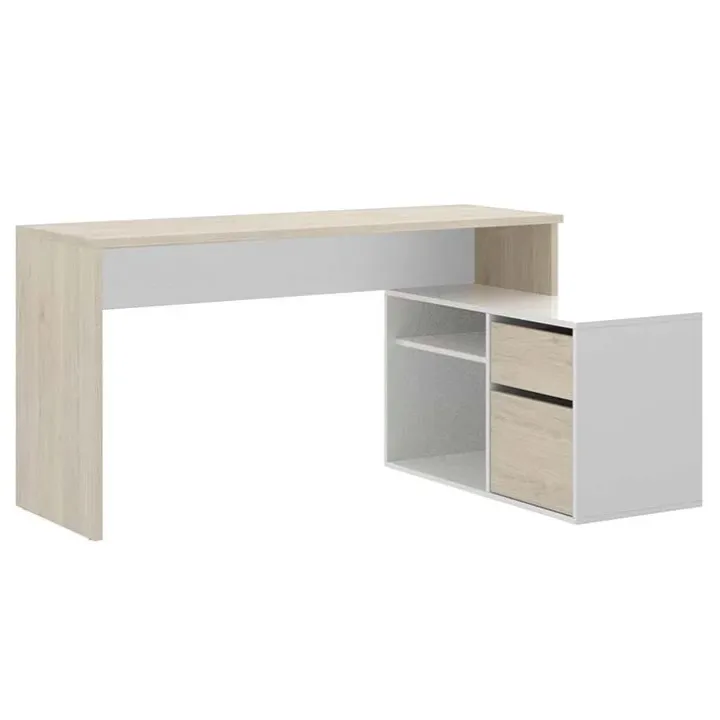 Scrivania 139x92cm ufficio angolare bianco rovere Teddy