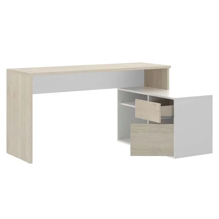 Scrivania 139x92cm ufficio angolare bianco rovere Teddy