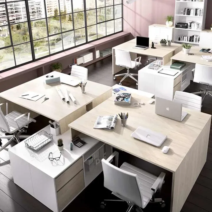 Scrivania 139x92cm ufficio angolare bianco rovere Teddy