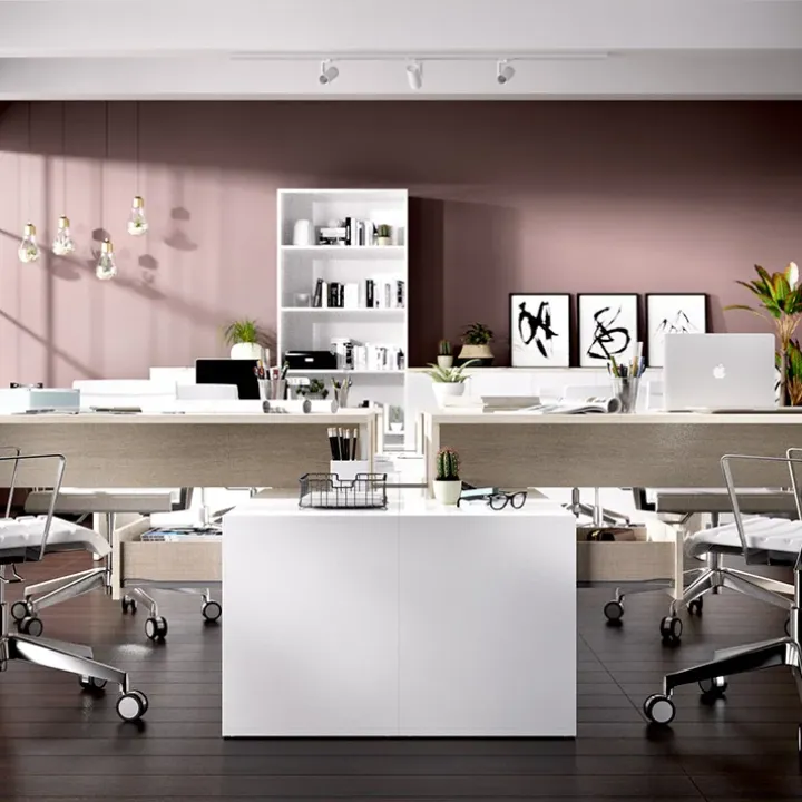Scrivania 139x92cm ufficio angolare bianco rovere Teddy