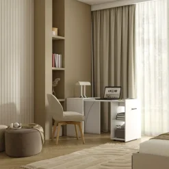 Scrivania 132x60cm ufficio moderna salvaspazio richiudibile bianco Rocky