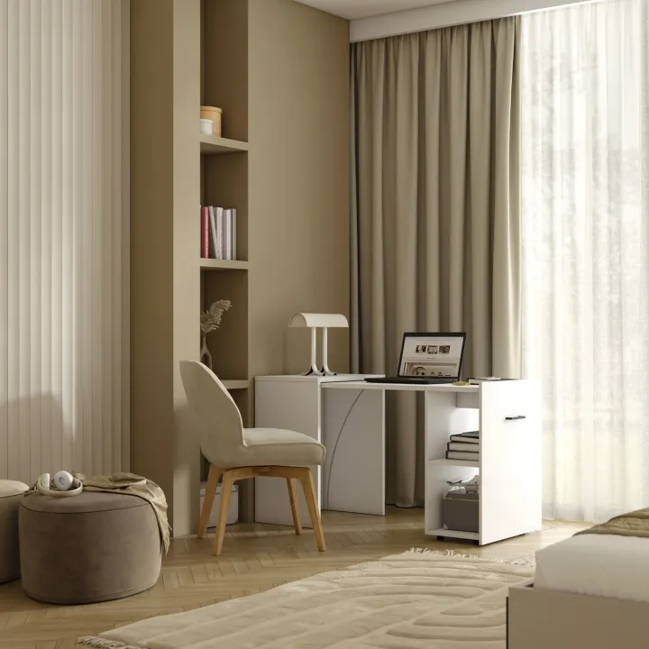 Scrivania 132x60cm ufficio moderna salvaspazio richiudibile bianco Rocky