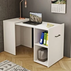 Scrivania 132x60cm ufficio moderna salvaspazio richiudibile bianco Rocky