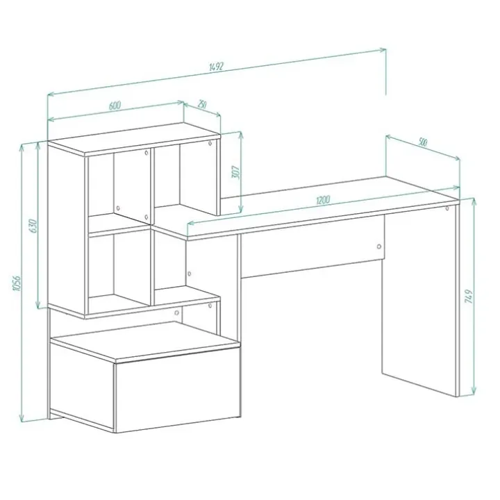 Scrivania 149x50cm ufficio moderna bianco rovere Jade Gihome®