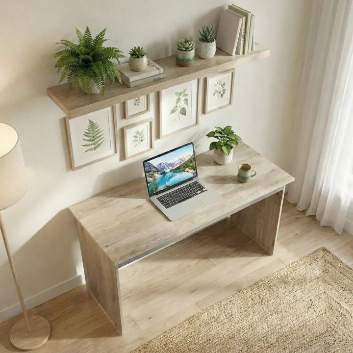 Scrivania 140x60cm ufficio moderna rovere antracite lucido Time Q
