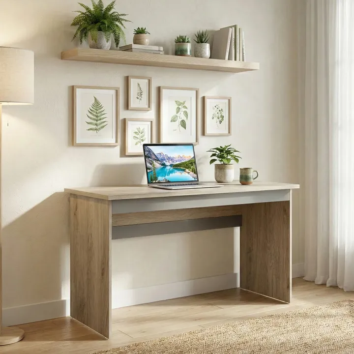 Scrivania 140x60cm ufficio moderna rovere antracite lucido Time Q