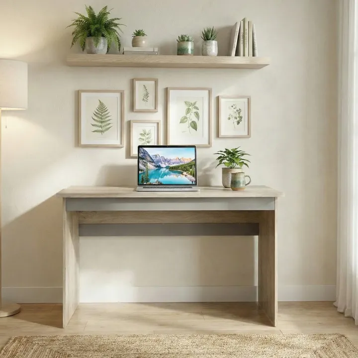 Scrivania 140x60cm ufficio moderna rovere antracite lucido Time Q