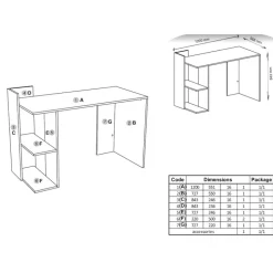 Scrivania 122x57cm ufficio moderna bianco rovere Lauren Gihome®