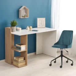 Scrivania 122x57cm ufficio moderna bianco rovere Lauren Gihome®